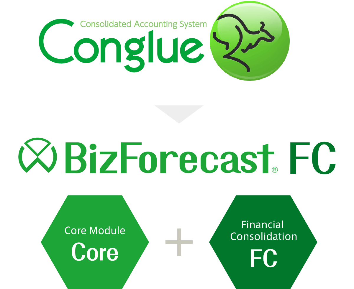 The consolidated accounting system Conglue has changed its product⁄module name to the financial consolidation and consolidated accounting solution BizForecast FC.
